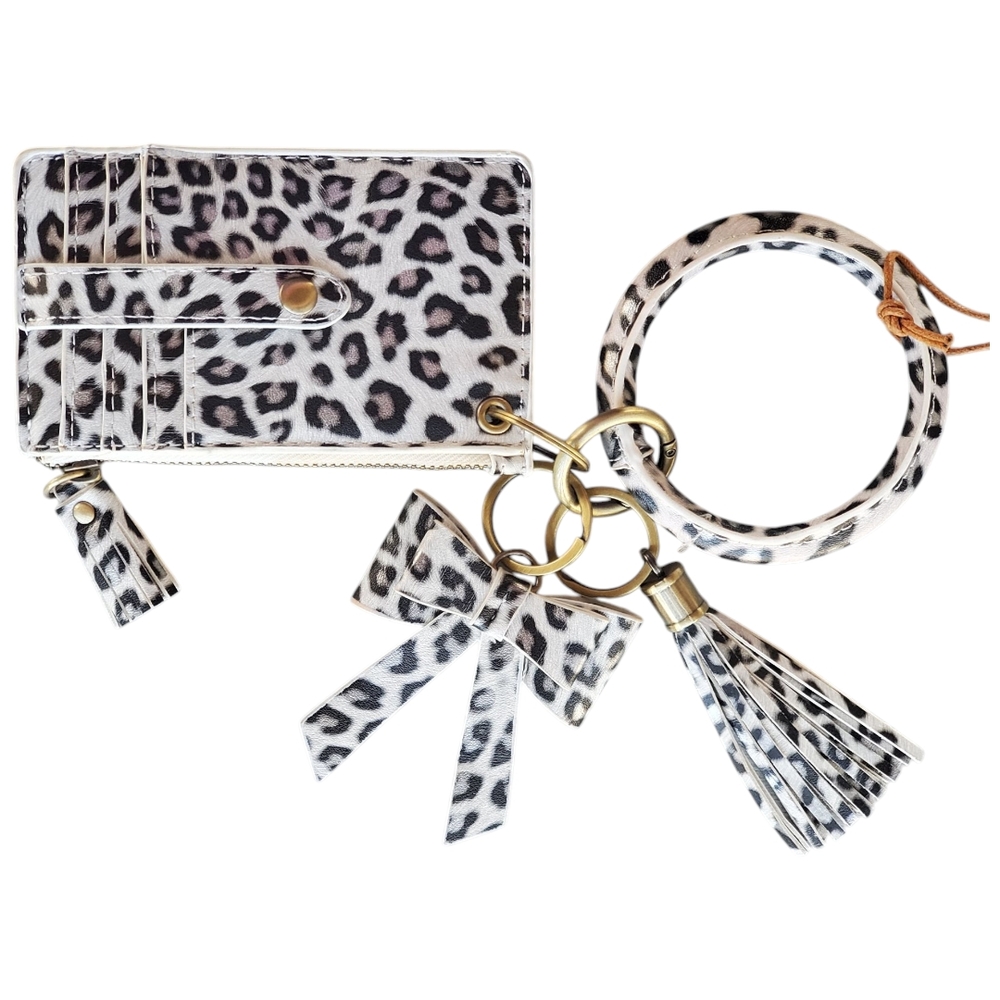 Leopard Print Card Holder and Keychain Set